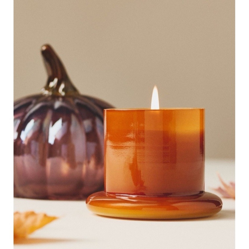 Anthropologie Amber‎ Cloche Candle Woods Pumpkin Cinnamon Scent Fall Autumn Gift